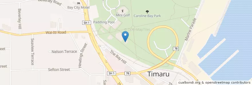 Mapa de ubicacion de Caroline Bay Soundshell en ニュージーランド, カンタベリー, Timaru District.
