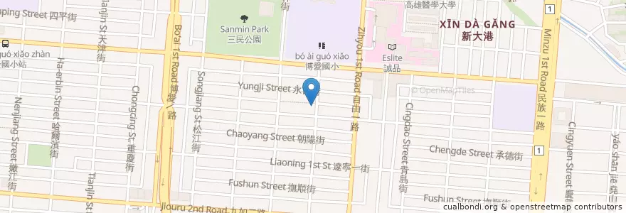 Mapa de ubicacion de 天使屋 en Тайвань, Гаосюн, 三民區.