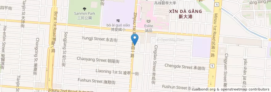 Mapa de ubicacion de 朵莉義大利麵自由店 en Taiwan, Kaohsiung, 三民區.