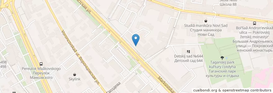 Mapa de ubicacion de Marx Urban Grill en Russia, Distretto Federale Centrale, Москва, Центральный Административный Округ, Таганский Район.