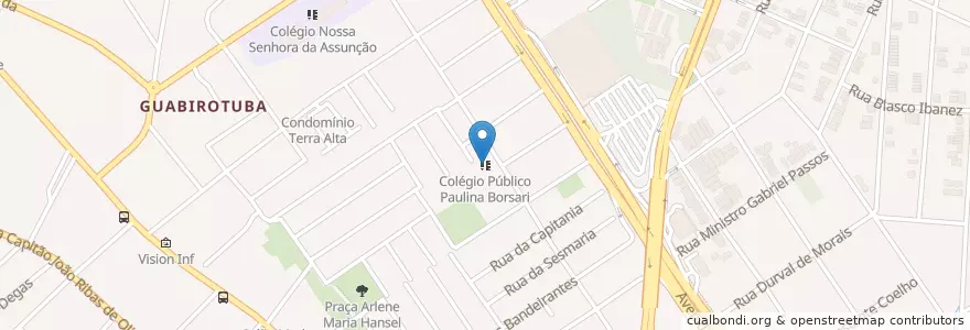 Mapa de ubicacion de Colégio Público Paulina Borsari en 브라질, 남부지방, 파라나, Região Geográfica Intermediária De Curitiba, Região Metropolitana De Curitiba, Microrregião De Curitiba, 쿠리치바.