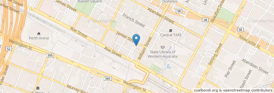 Mapa de ubicacion de Subway en Australie, Australie Occidentale, City Of Perth.