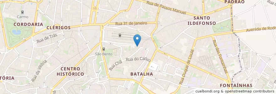 Mapa de ubicacion de Caves São João en 葡萄牙, 北部大區, Área Metropolitana Do Porto, Porto, Porto, Cedofeita, Santo Ildefonso, Sé, Miragaia, São Nicolau E Vitória.