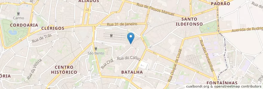Mapa de ubicacion de Convívio en 葡萄牙, 北部大區, Área Metropolitana Do Porto, Porto, Porto, Cedofeita, Santo Ildefonso, Sé, Miragaia, São Nicolau E Vitória.