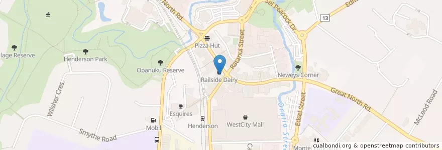 Mapa de ubicacion de Freddys en Neuseeland, Auckland, Henderson-Massey.