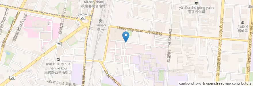 Mapa de ubicacion de 京正拉麵 en Taiwan, Tainan, 東區.