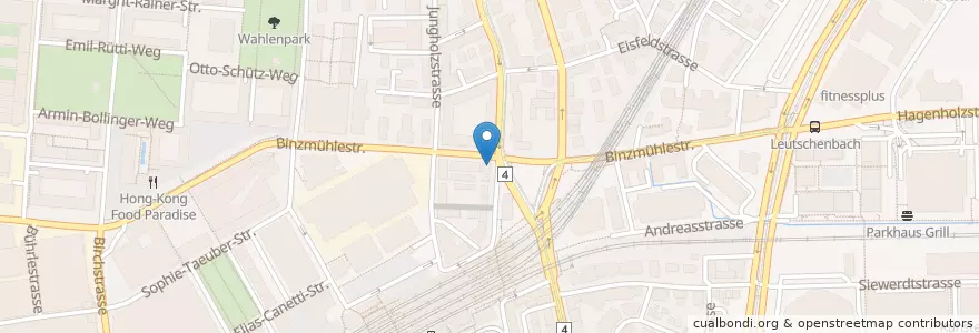 Mapa de ubicacion de Cafébar Enzian en Switzerland, Zurich, District Zurich, Zurich.