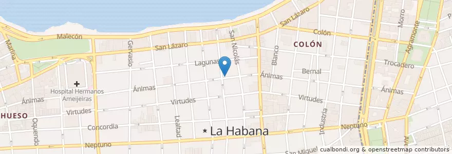 Mapa de ubicacion de Heladeria Oropesa en キューバ, La Habana, Centro Habana.