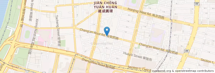 Mapa de ubicacion de 老圓環油飯 en تايوان, تايبيه الجديدة, تايبيه, 大同區.
