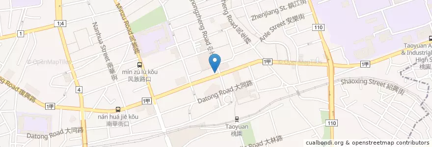Mapa de ubicacion de 肯德基 en 台湾, 桃園市, 桃園区.