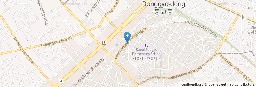 Mapa de ubicacion de 미래안 en 대한민국, 서울, 마포구, 서교동.
