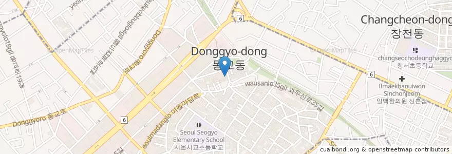 Mapa de ubicacion de 배떼기 곱창 en Республика Корея, Сеул, 마포구, 서교동.