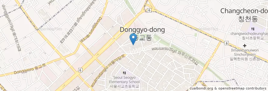 Mapa de ubicacion de 부산집 en 대한민국, 서울, 마포구, 서교동.