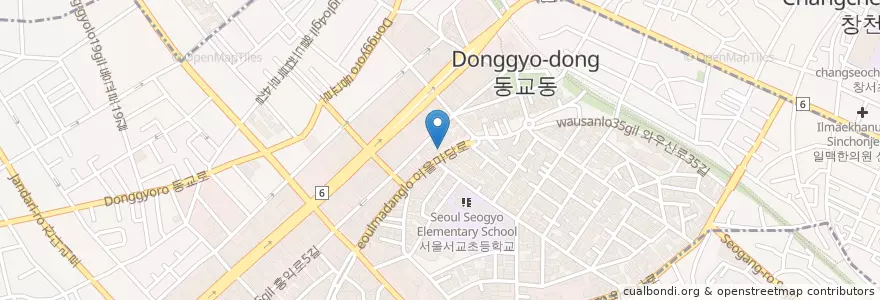 Mapa de ubicacion de 홍대포 en Korea Selatan, 서울, 마포구, 서교동.