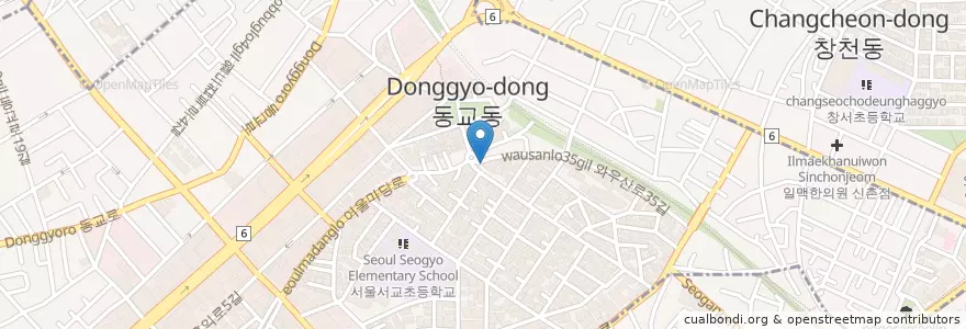 Mapa de ubicacion de 버거4.5 en South Korea, Seoul, Mapo-Gu, Seogyo-Dong.