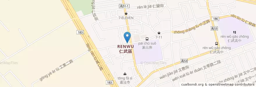 Mapa de ubicacion de 丹丹漢堡(仁武店) en Taiwán, Kaohsiung, 仁武區.