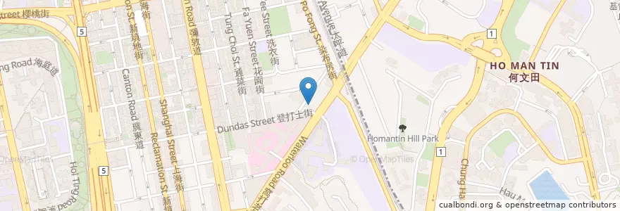 Mapa de ubicacion de 18 grams en Китай, Гуандун, Гонконг, Цзюлун, Новые Территории, 油尖旺區 Yau Tsim Mong District.