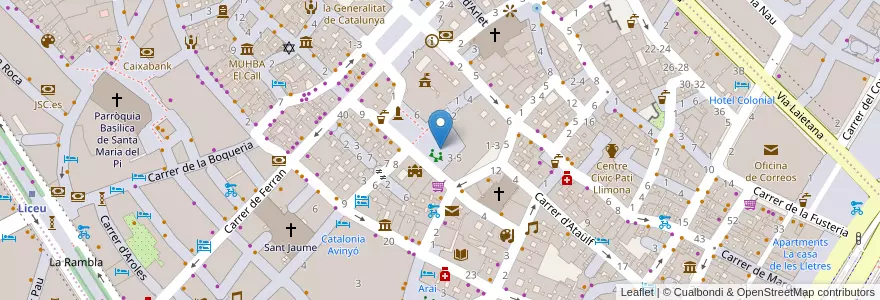 Mapa de ubicacion de 493 - Pl. Sant Miquel 4 en Spagna, Catalunya, Barcelona, Barcelonès, Barcelona.
