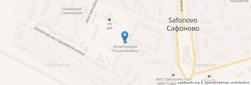 Mapa de ubicacion de Россельхозбанк en Rusland, Centraal Federaal District, Oblast Smolensk, Сафоновский Район, Сафоновское Городское Поселение.