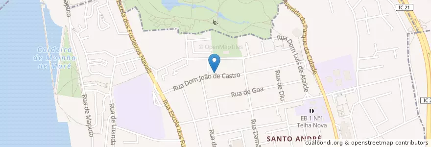 Mapa de ubicacion de PSP - Esquadra de Santo André en Португалия, Área Metropolitana De Lisboa, Setúbal, Península De Setúbal, Barreiro, Santo André.