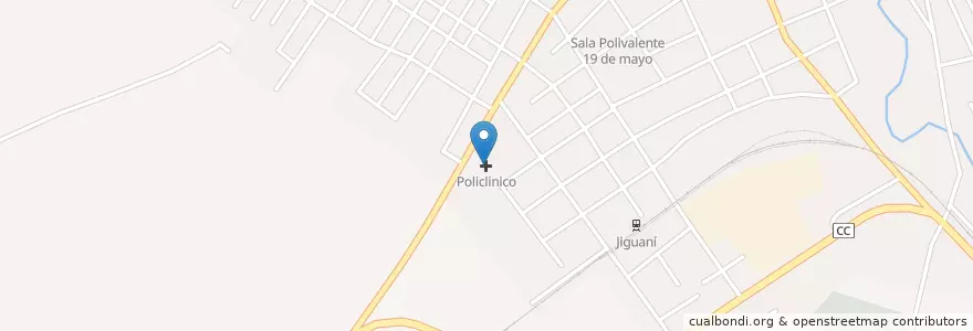 Mapa de ubicacion de Policlinico en Cuba, Granma, Jiguaní.