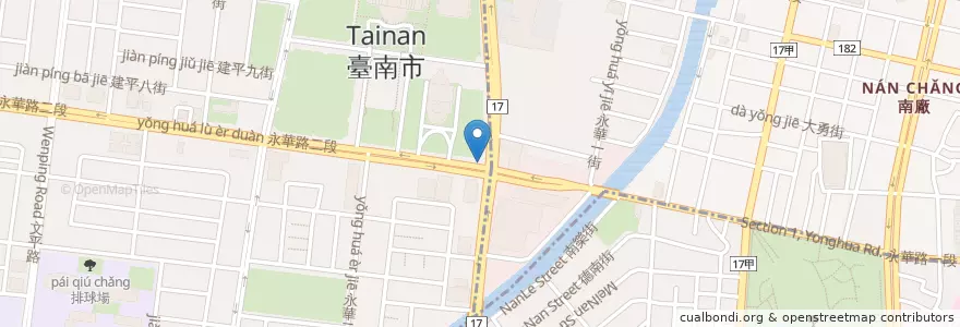 Mapa de ubicacion de 臺南市議會站 en Taiwan, 臺南市, 中西區, 安平區.
