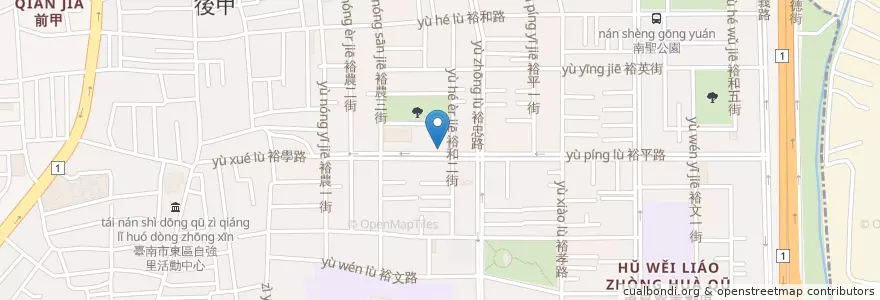 Mapa de ubicacion de 虎尾寮市場站 en Tayvan, 臺南市, 東區.