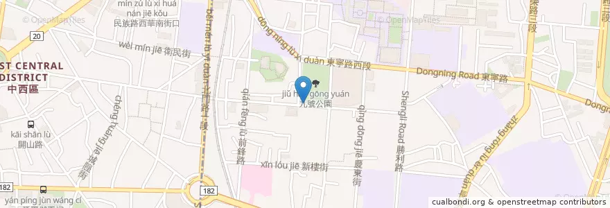 Mapa de ubicacion de 青年公園站 en 타이완, 타이난 시, 둥구.