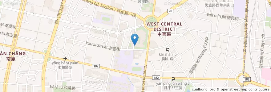 Mapa de ubicacion de 臺灣文學館站 en 臺灣, 臺南市, 中西區.