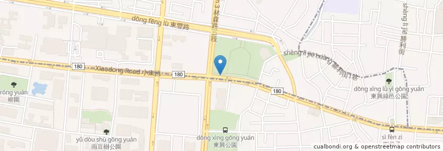 Mapa de ubicacion de 小東公園站 en 臺灣, 臺南市, 北區.
