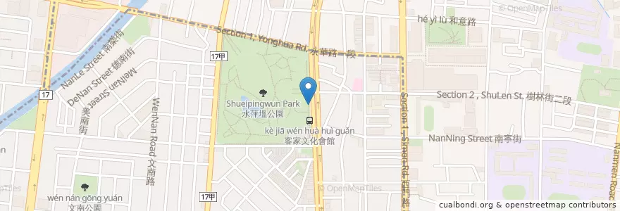 Mapa de ubicacion de 水萍塭公園站 en Taiwan, 臺南市, 中西區.