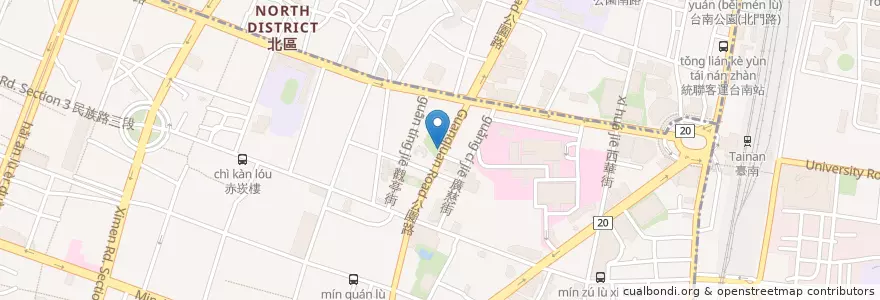 Mapa de ubicacion de 家庭教育中心站 en 台湾, 台南市, 中西区.