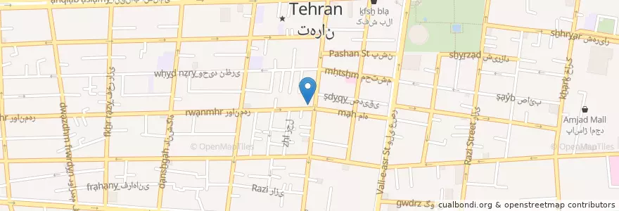 Mapa de ubicacion de داروخانه پرتو en Irán, Teherán, شهرستان تهران, Teherán, بخش مرکزی شهرستان تهران.