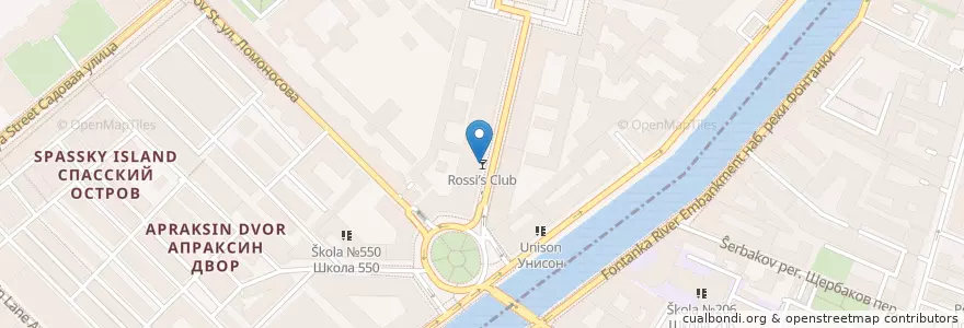 Mapa de ubicacion de Rossi’s Club en Rusia, Северо-Западный Федеральный Округ, Óblast De Leningrado, San Petersburgo, Центральный Район, Округ № 78.