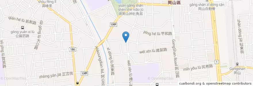 Mapa de ubicacion de 台新國際商業銀行 en Taiwan, Kaohsiung, 岡山區.