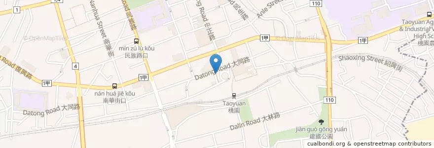 Mapa de ubicacion de 桃園火車站(前站) en 臺灣, 桃園市, 桃園區.