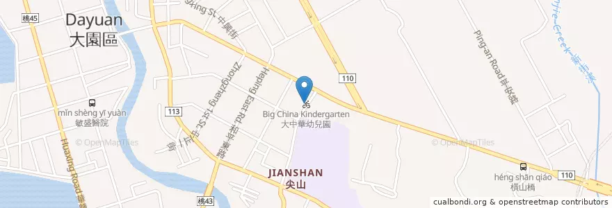 Mapa de ubicacion de 大中華幼兒園 en Тайвань, Таоюань, 大園區.