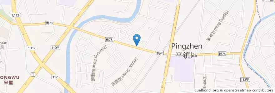 Mapa de ubicacion de Xinrong Park en Taiwan, Taoyuan, Pingzhen District.