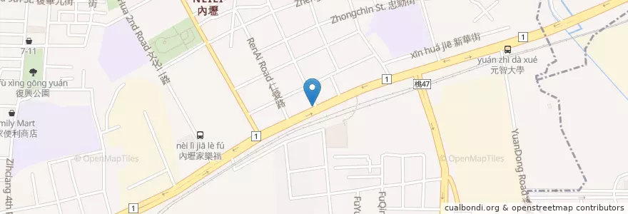 Mapa de ubicacion de Zongxiao Square en Taiwan, Taoyuan.