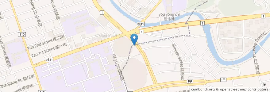 Mapa de ubicacion de 桃園巨蛋 en 타이완, 타오위안 시, 타오위안 구.