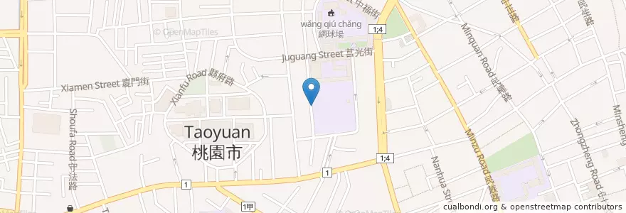 Mapa de ubicacion de 西門綠園 en 台湾, 桃園市, 桃園区.