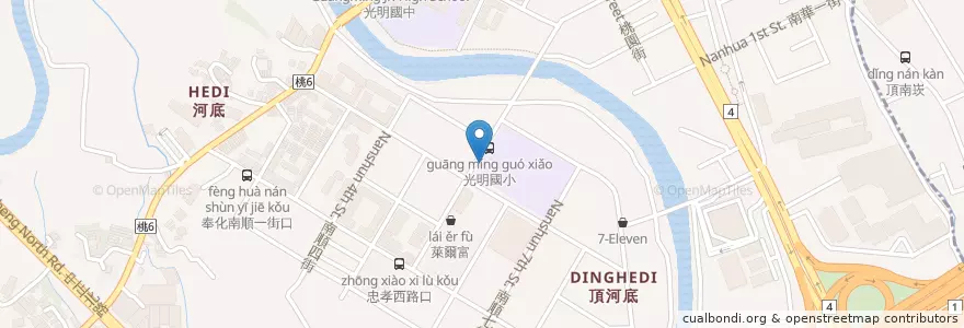 Mapa de ubicacion de 光明國小 en 타이완, 타오위안 시, 루주 구.