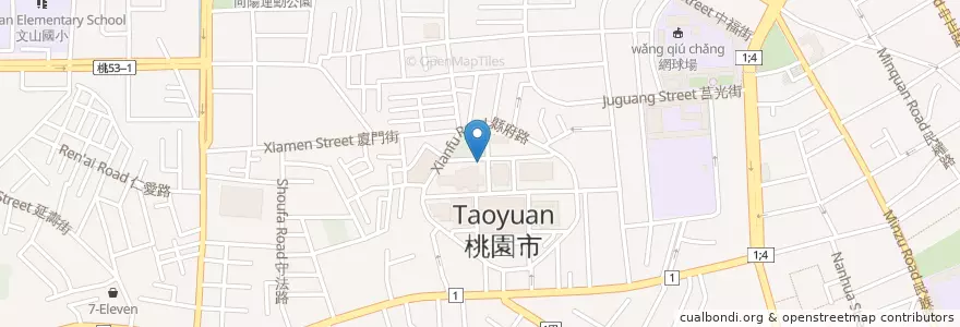 Mapa de ubicacion de 桃園市政府文化局 en Тайвань, Таоюань, 桃園區.