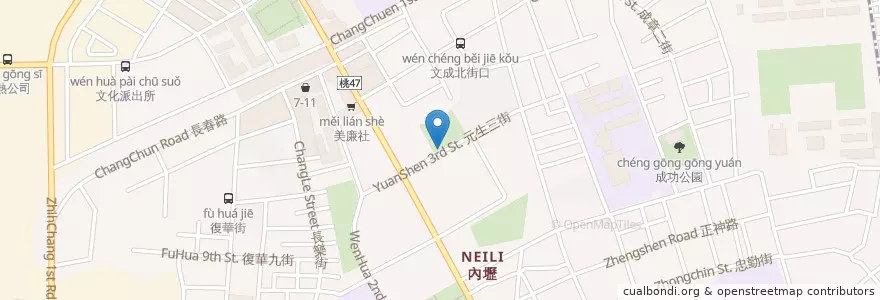 Mapa de ubicacion de 甲蟲公園 en Taiwán, Taoyuan, 中壢區.