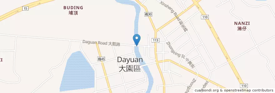 Mapa de ubicacion de 老街溪停車場 en Taiwan, Taoyuan, Distretto Di Dayuan.
