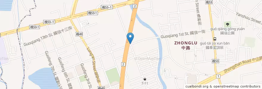 Mapa de ubicacion de Guochiang 1st St. & Shanghai Rd. Intersection en Taiwan, Taoyuan, Taoyuan District.
