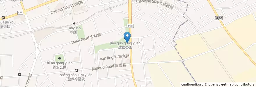 Mapa de ubicacion de 桃園建國公園 en 臺灣, 桃園市, 桃園區.