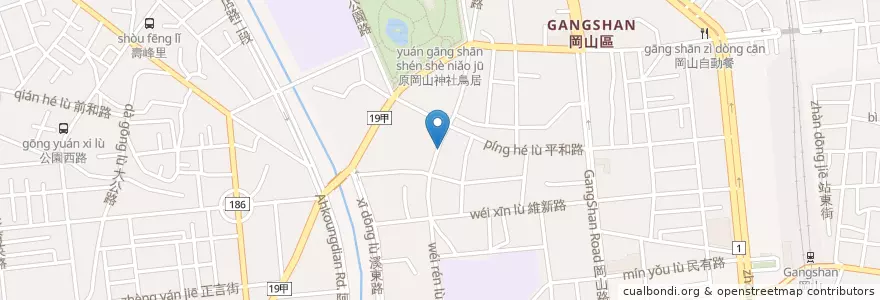 Mapa de ubicacion de 大娘水餃 en Taiwan, Kaohsiung, Distretto Di Gangshan.