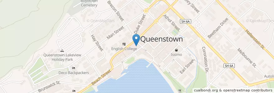 Mapa de ubicacion de Fish one Bar and Grill en ニュージーランド, オタゴ, Queenstown-Lakes District.