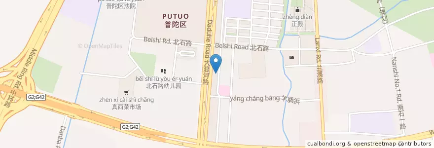 Mapa de ubicacion de 上海银行 en 중국, 상하이, 푸퉈구.